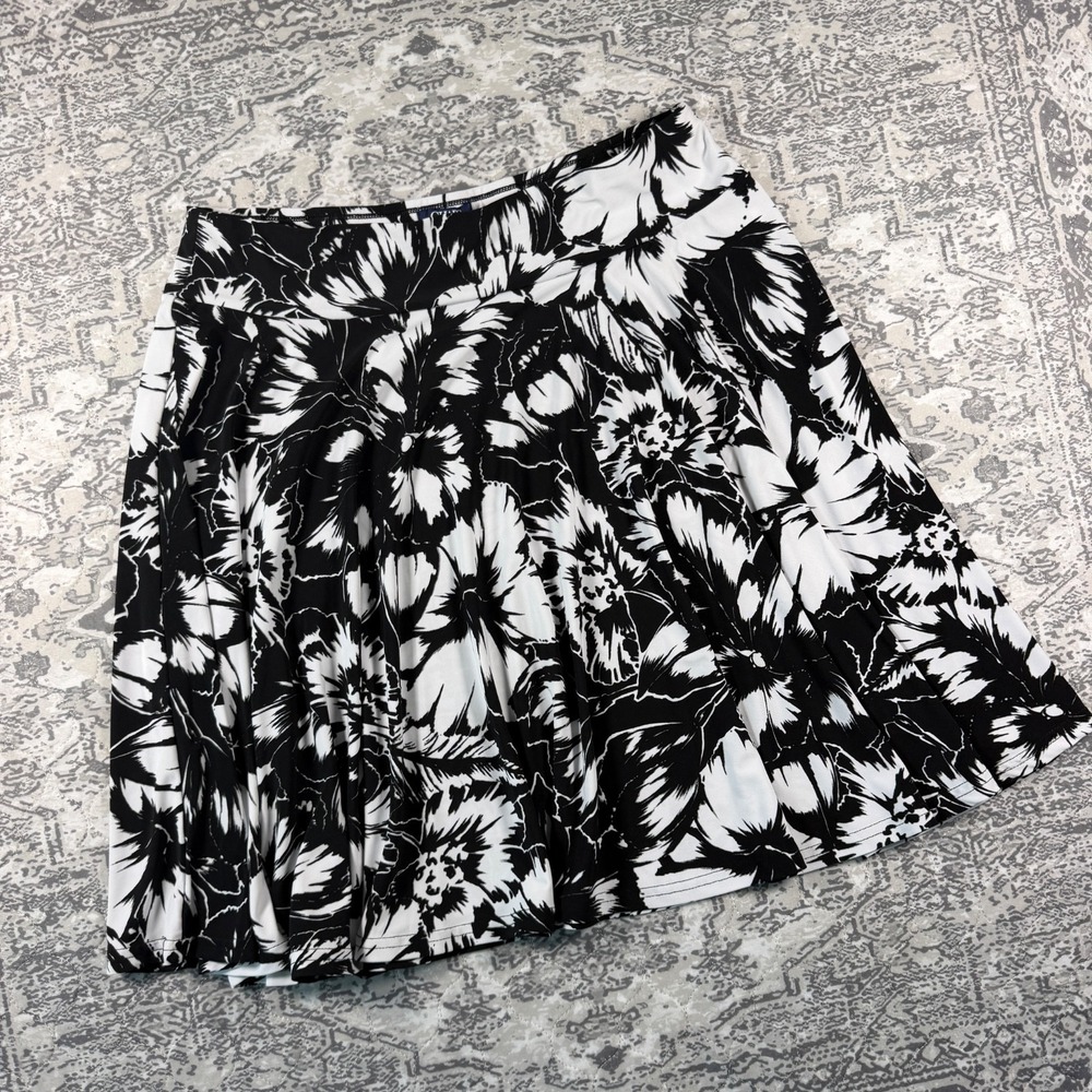 Chaps Women's Large Skirt Floral A-Line Ruffle Chiffon Lined Island Tropical